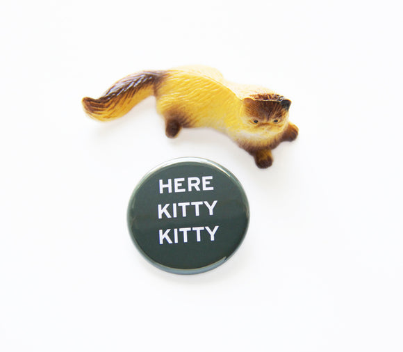 HERE KITTY KITTY <br> Pinback Button