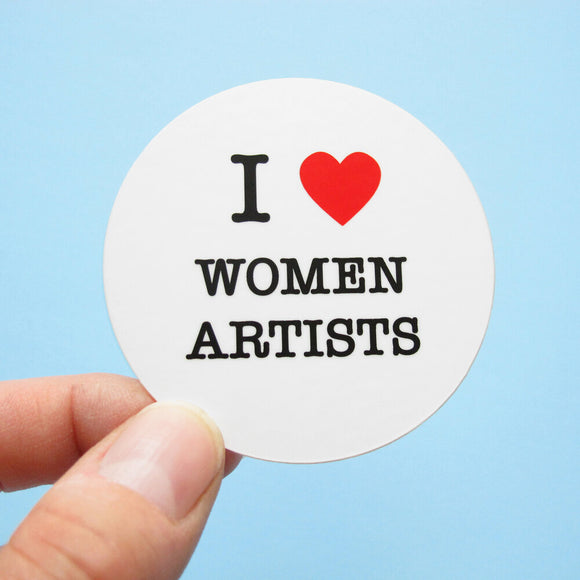 Round I LOVE WOMEN ARTISTS die-cut sticker